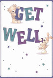 Radiating cheerful optimism, this get well card epitomises the sense of warmth Malden Rushett is known for. Two lovable characters-a teddy bear with a golden-brown coat and a floppy-eared puppy with soft, creamy fur-leap to life, each joyfully supporting the jumbo, colourful letters of 'Get Well.' The vibrant indigo and teal of the text pop against an inviting off-white background, adding a spirited vibrancy reminiscent of the seasonal blooms found at local markets. Sparkling stars, scattered in playful blues and purples, dance around the scene, infusing it with pure hope and buoyancy. The illustrated fur of both animals looks incredibly soft, inviting the imagination to a comforting embrace, as though ready to offer a gentle nuzzle to someone recovering at home. With its light, uplifting mood and caring details, this card feels like a neighbour's visit with a get well bouquet in hand-a small but heartfelt gesture that brightens any room across Malden Rushett, sending the message that caring community support is always near.